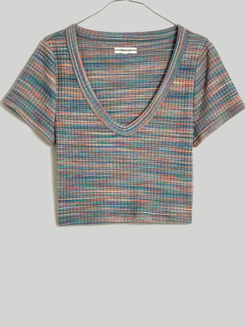 Madewell Multicolor Ribbed V-Neck Crop Tee